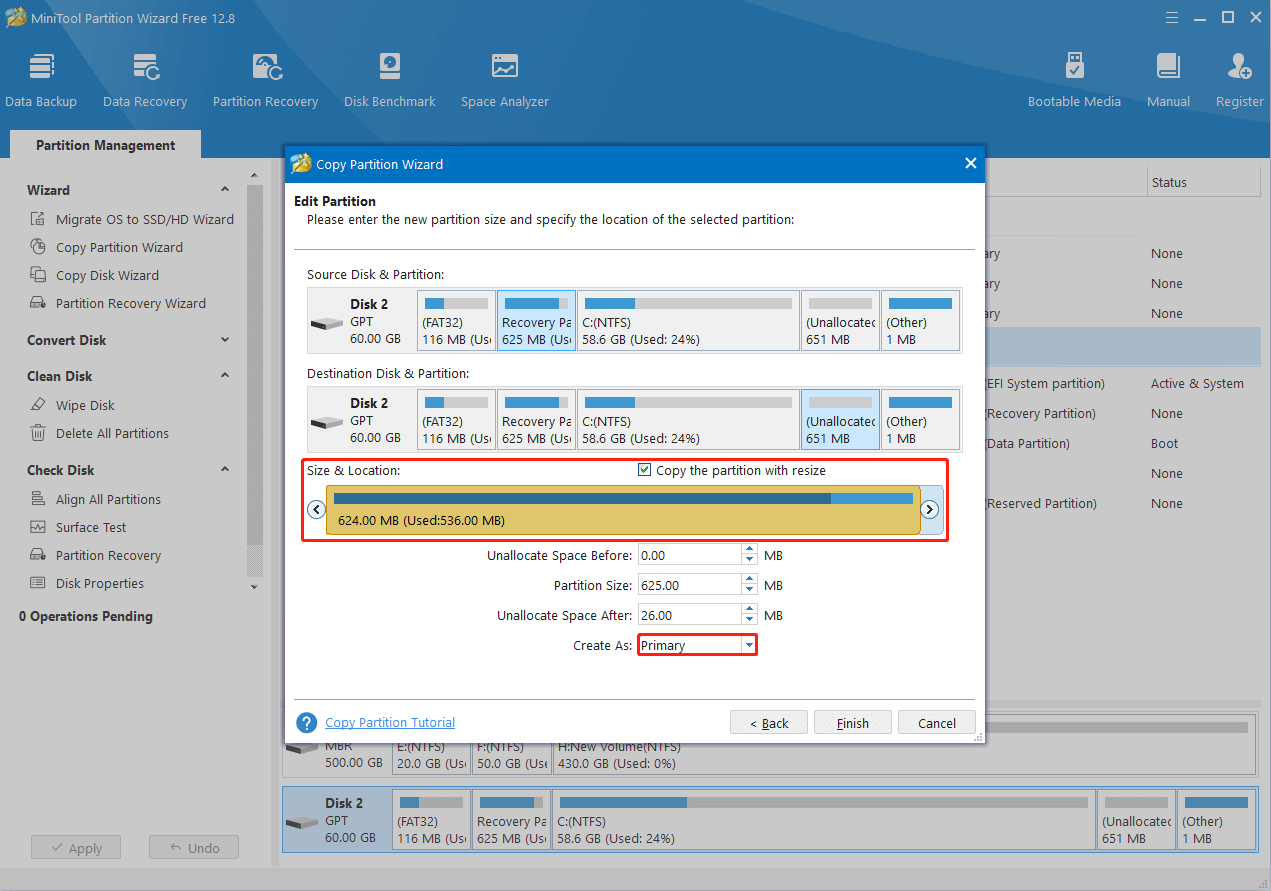 edit cloned partition