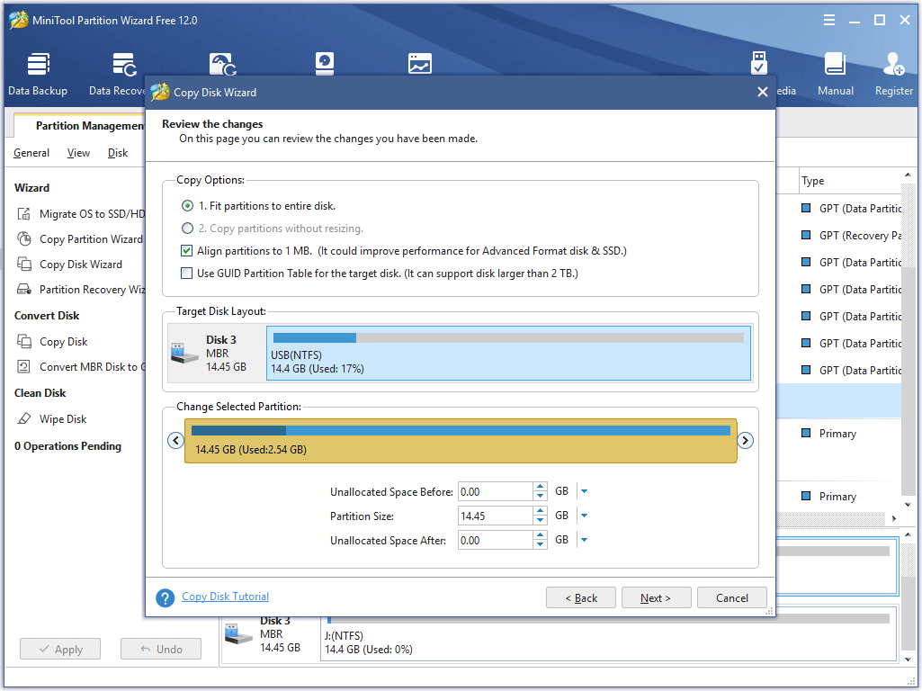 select target disk 