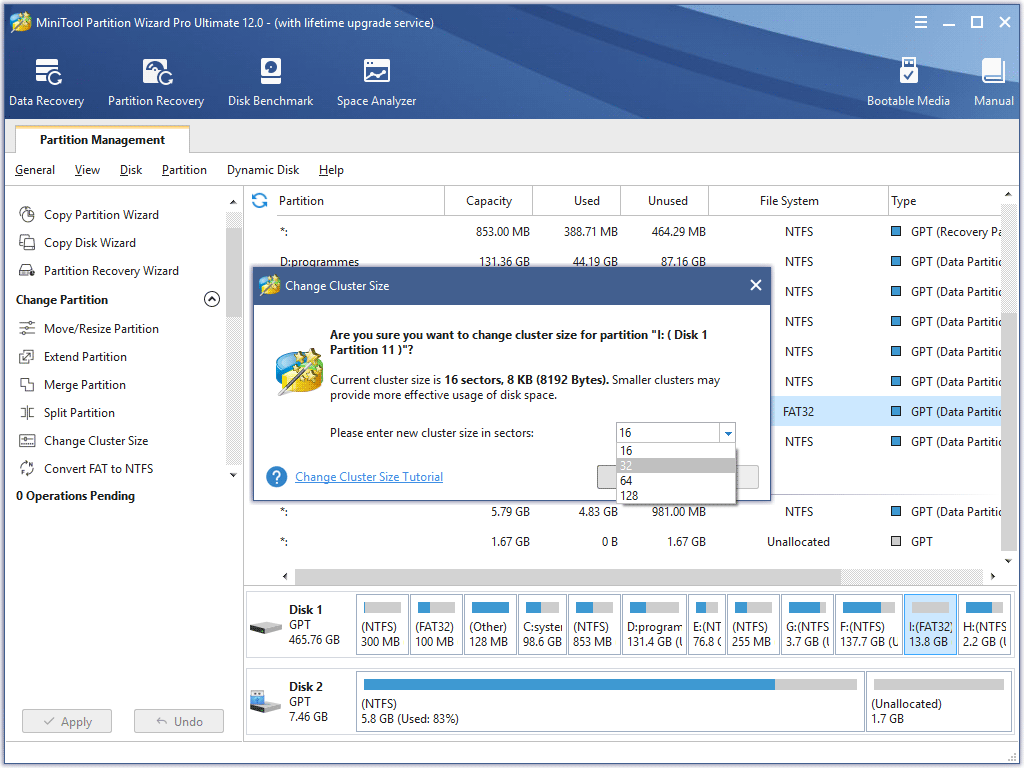 enter new cluster size