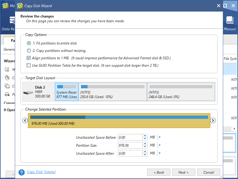choose copy option