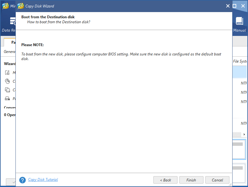 how to boot from the destination disk
