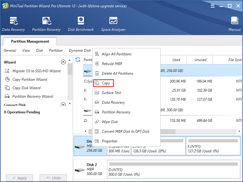MiniTool Partition Wizard copy disk