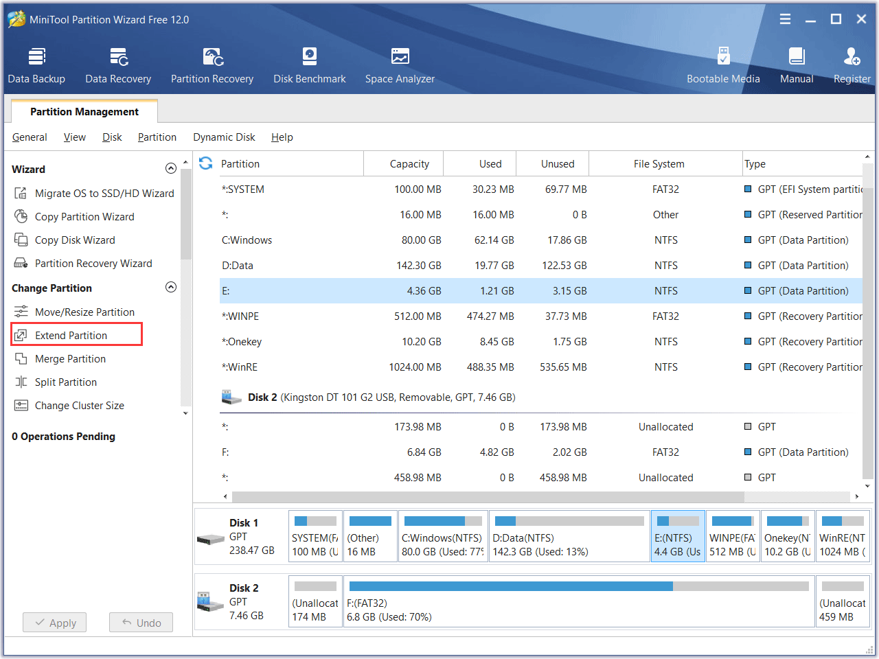 three different places to choose the extend partition function