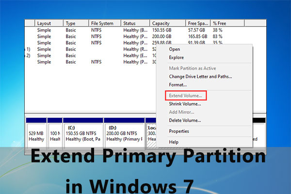 extend primary partition in Windows 7