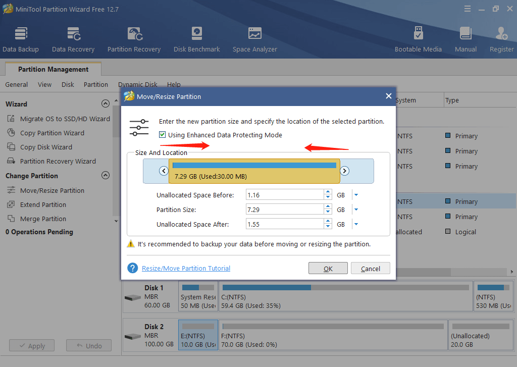 shrink partition