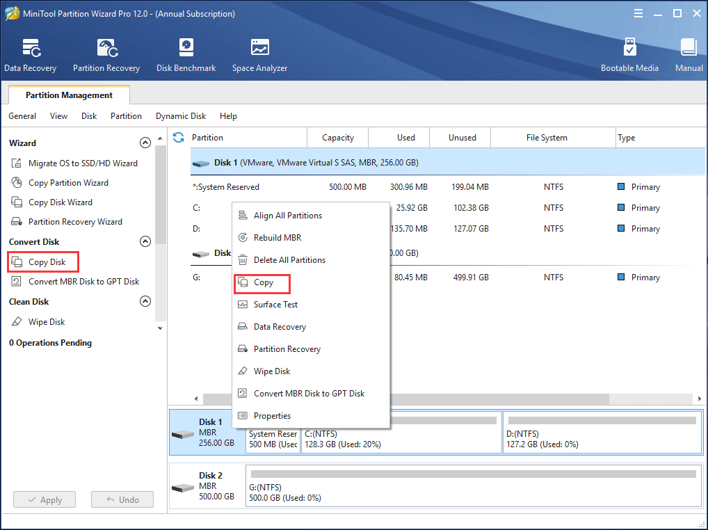 MiniTool Partition Wizard copy disk