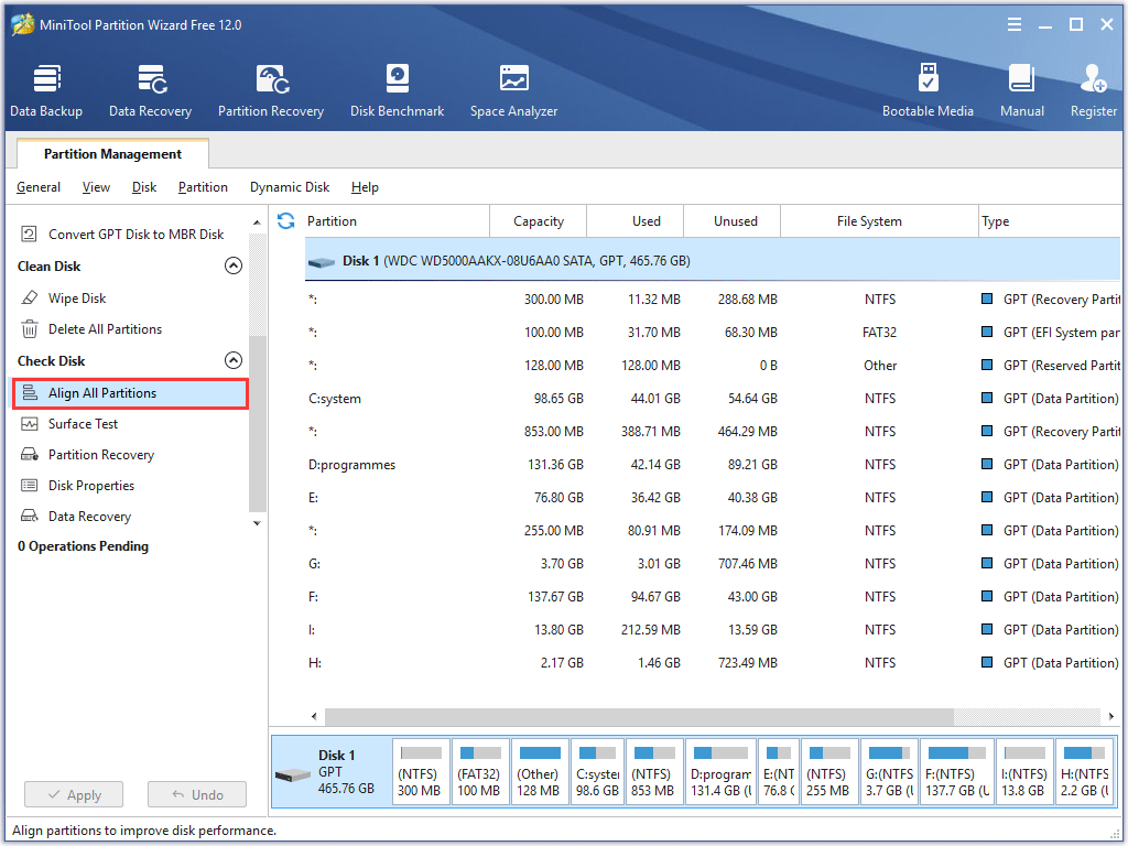 align all partitions