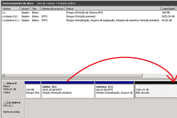 how to extend partition to non contiguous space