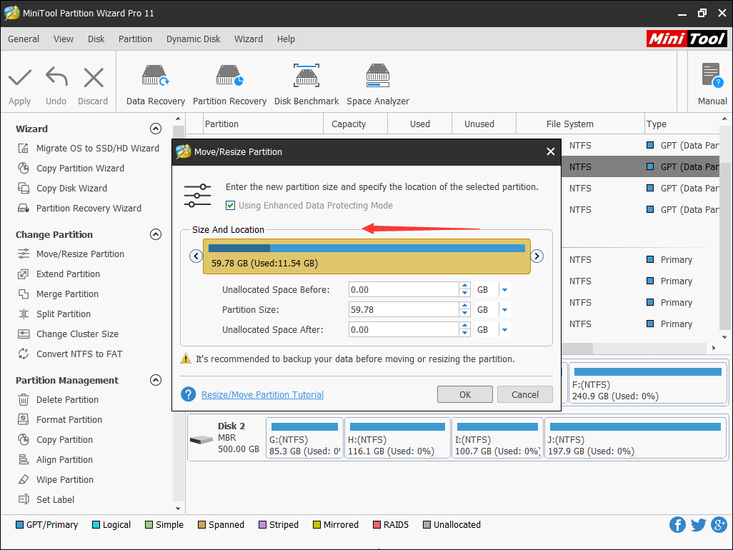 extend the target partition