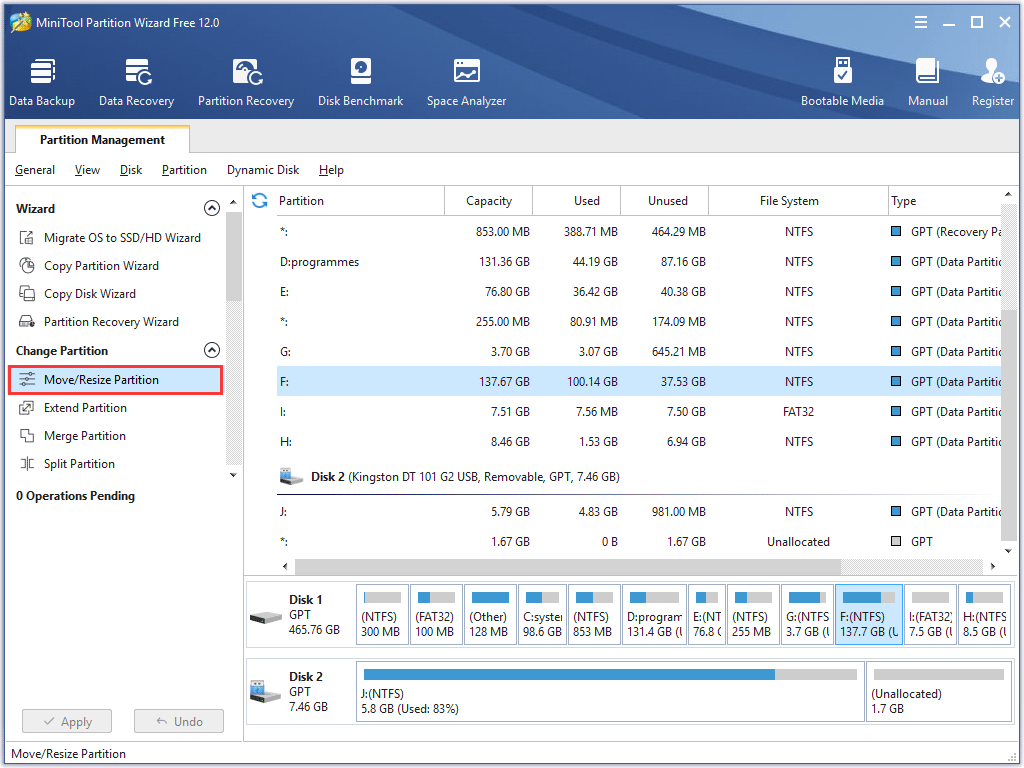 choose the specific feature to start