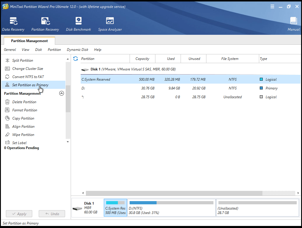 set partition as primary 