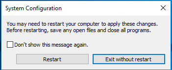 click Restart to continue
