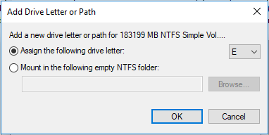add drive letter in disk management