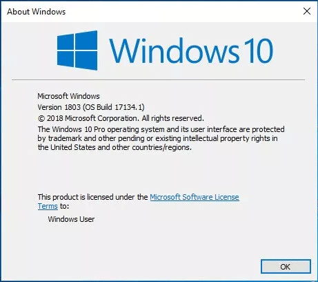 Windows 10 version 1803