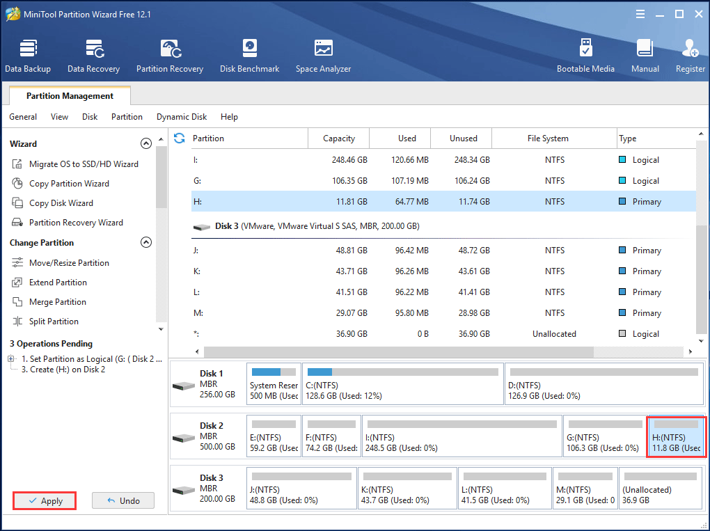 a new partition is created