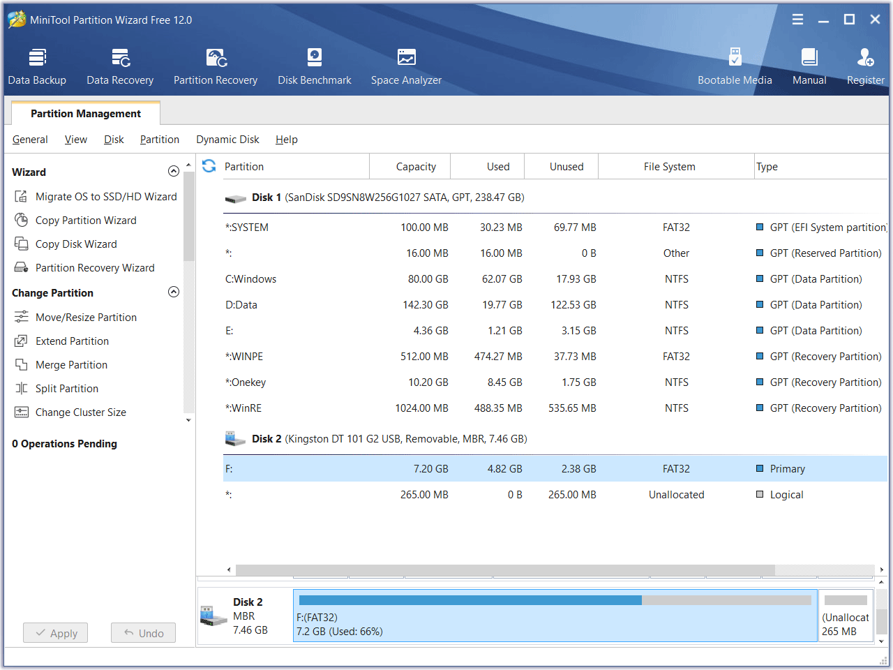 select a partition