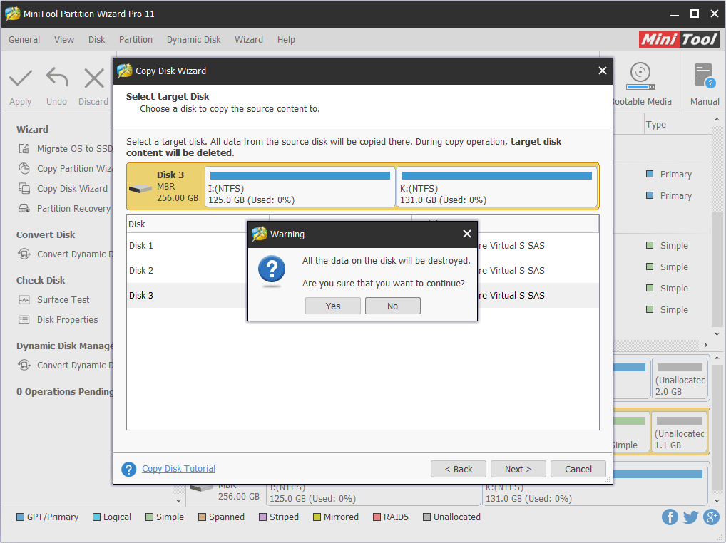 select target disk