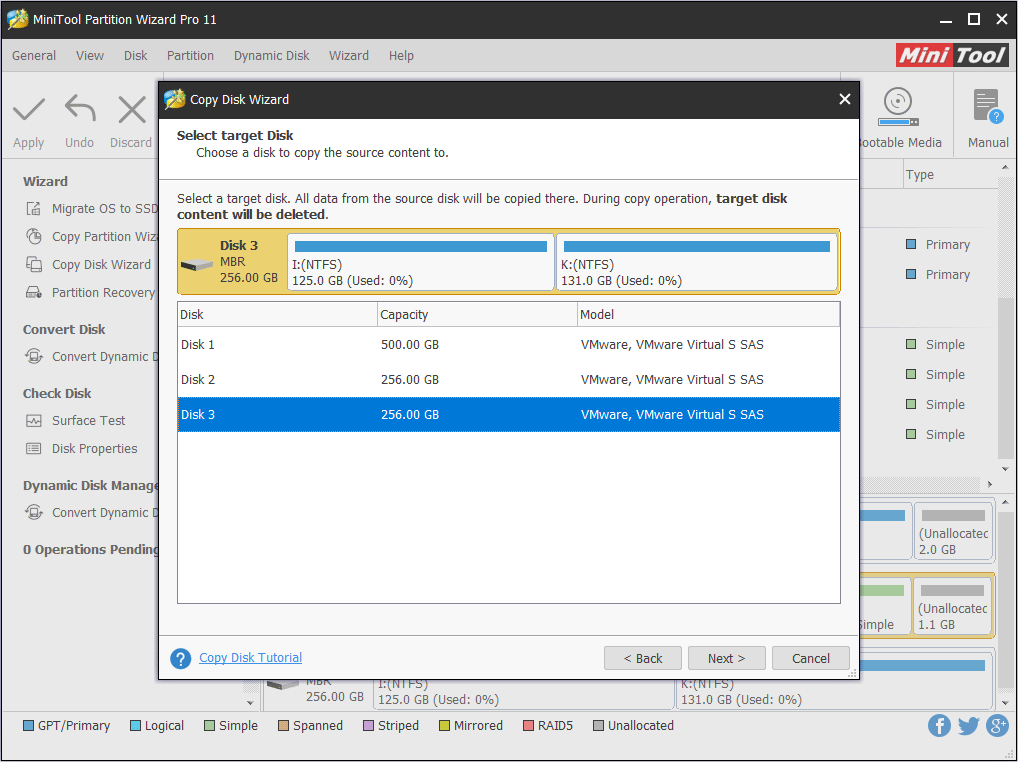 select disk to copy