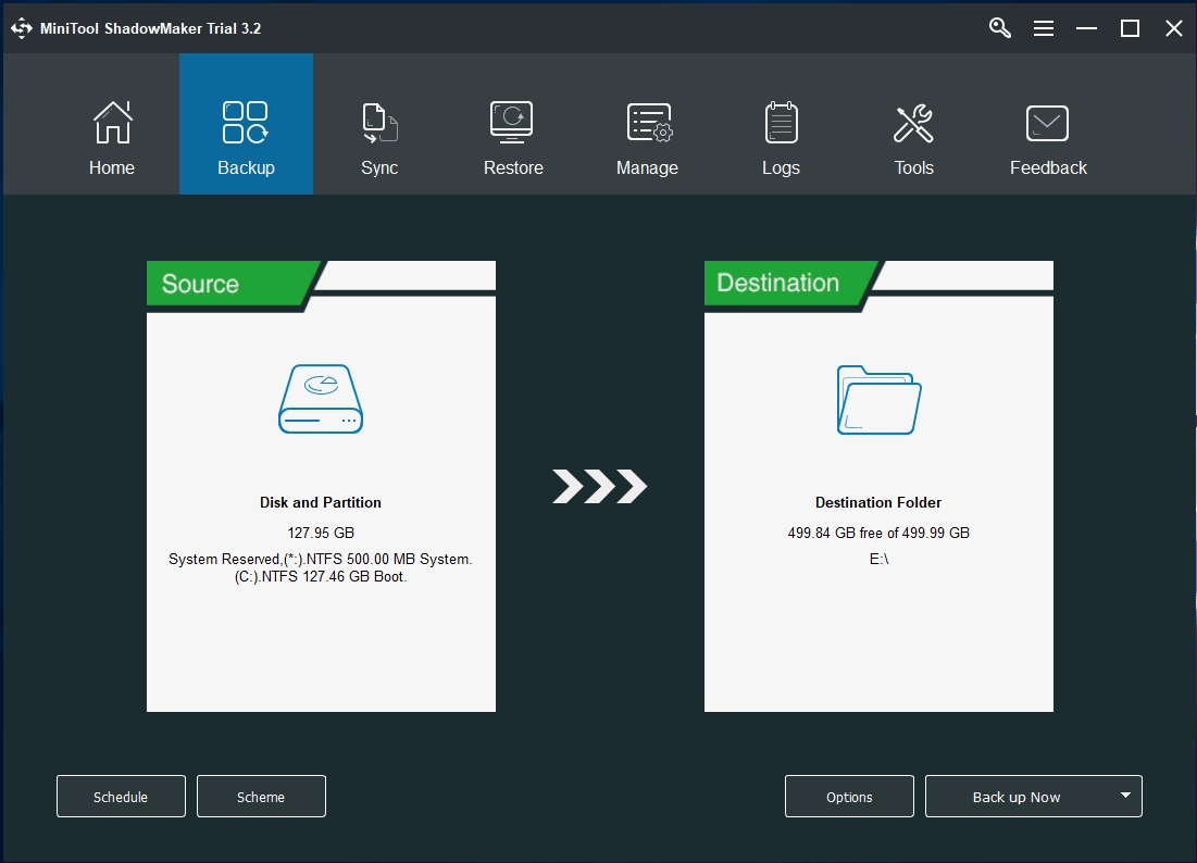MiniTool ShadowMaker system backup