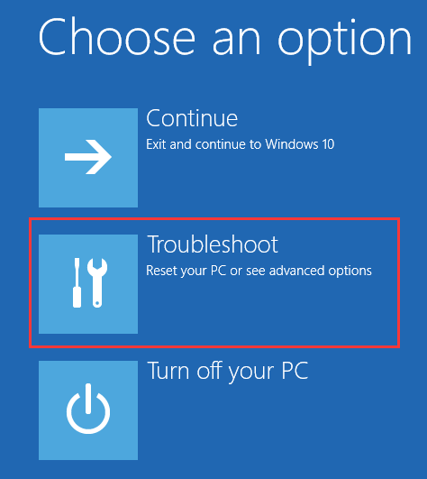 click Troubleshoot