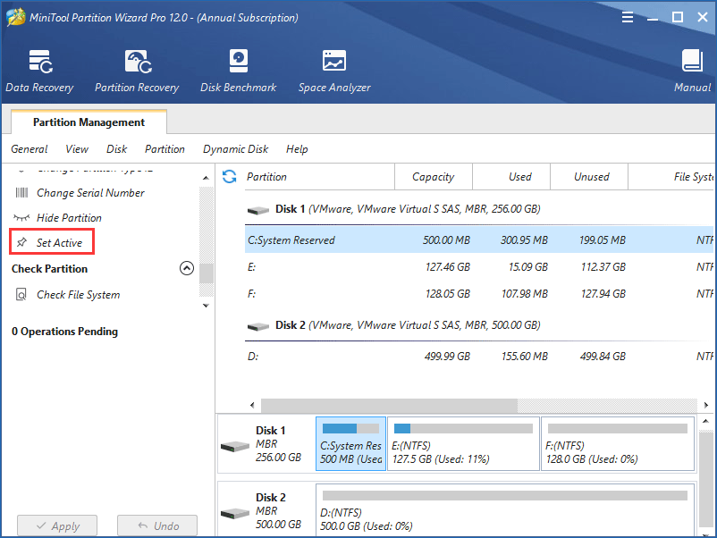 set system partition active