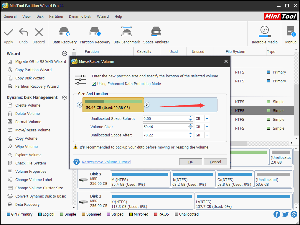 specify the size of C drive