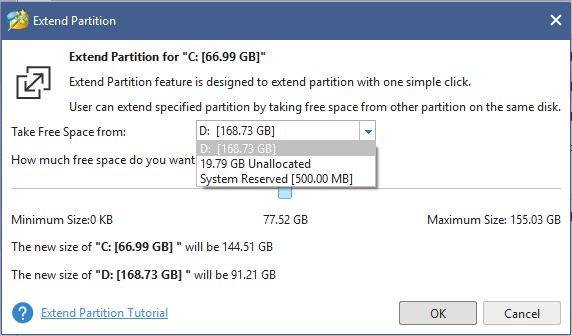 take free space from other partition