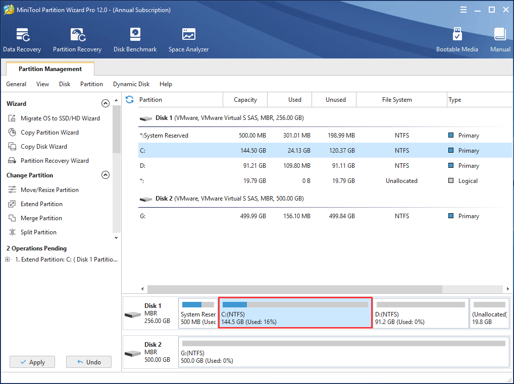 execute Windows 10 partition extending operation