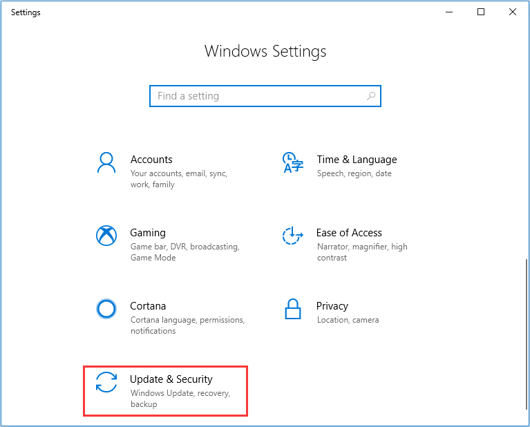 choose update and security