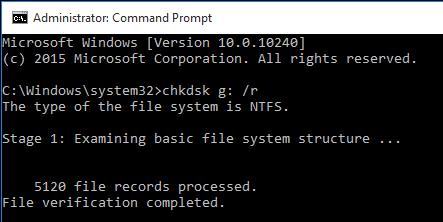 chkdsk r command line