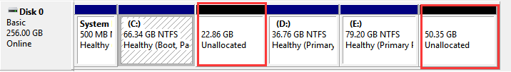 Disk Management cannot merge unallocated space
