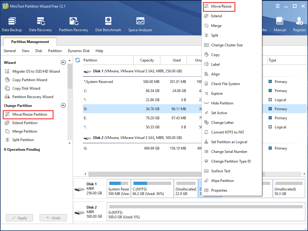 move partition