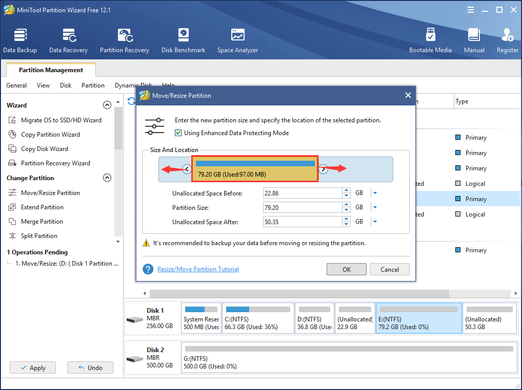 move partition to merge two unalocated spaces