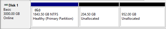 two unallocated space in 3TB MBR disk