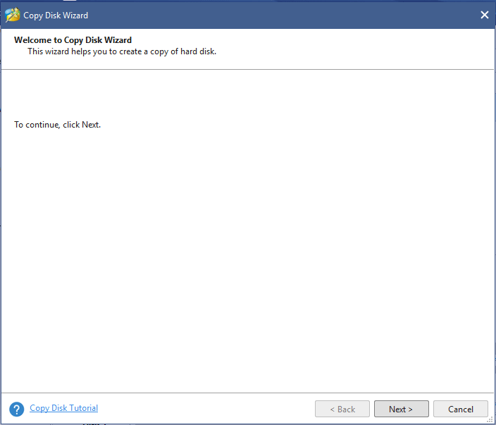 welcome to copy disk wizard