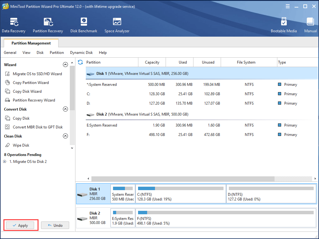 click apply to perform Windows 10 system migration to SSD