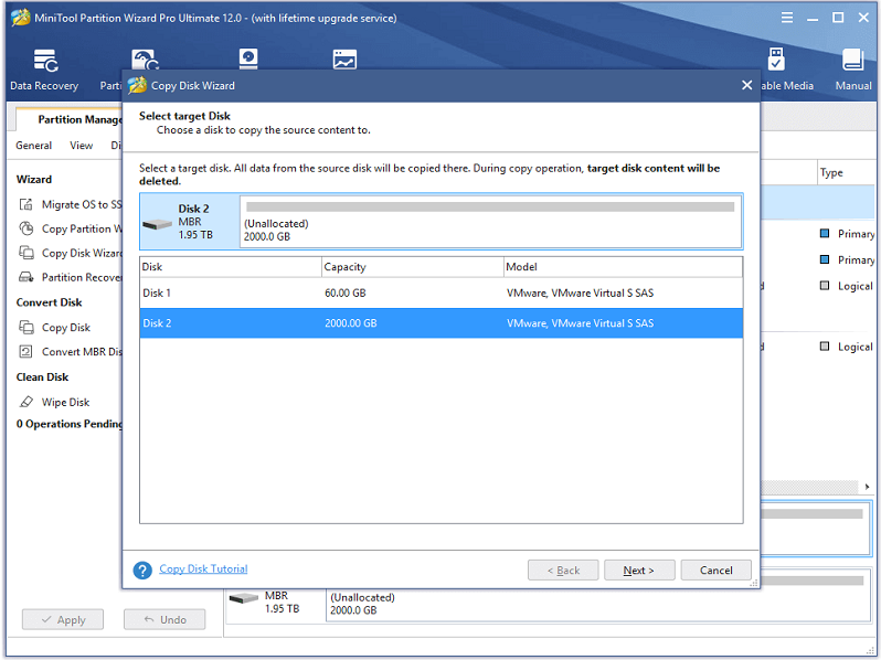 select target disk