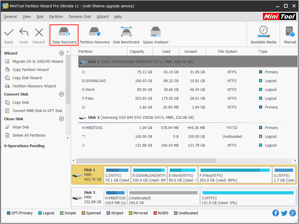 choose Data Recovery feature
