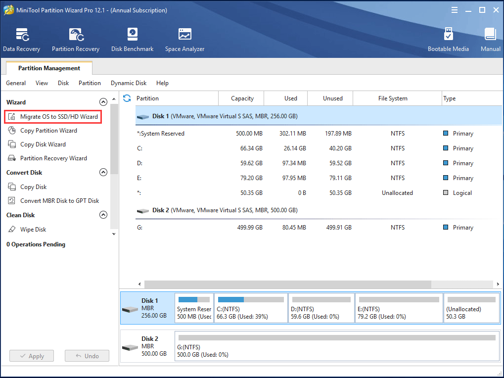 migrate OS to SSD with MiniTool Partition Wizard