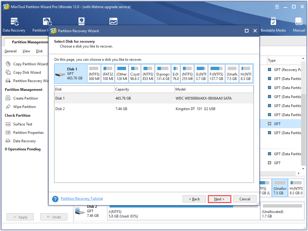 select disk for recovery