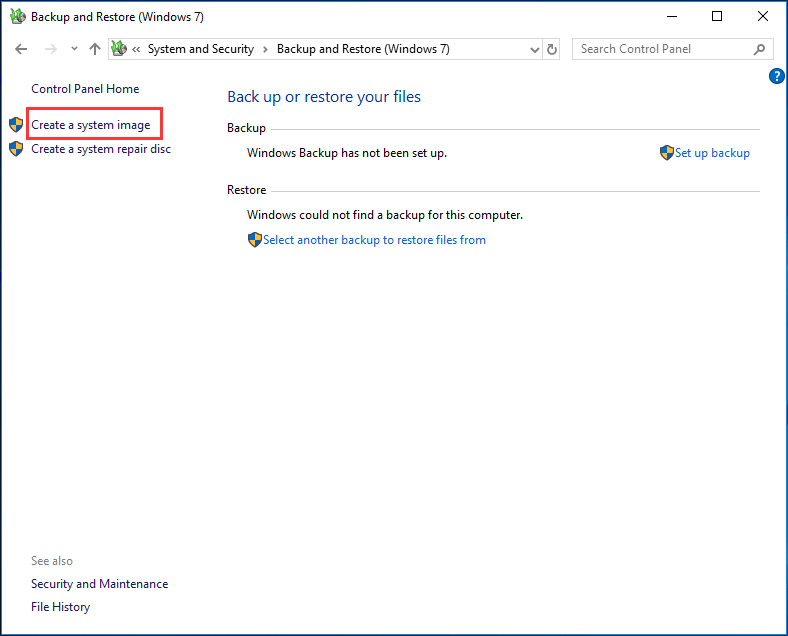 Windows 10 snap-in backup tool
