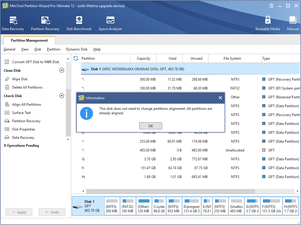 all partitions are aligned