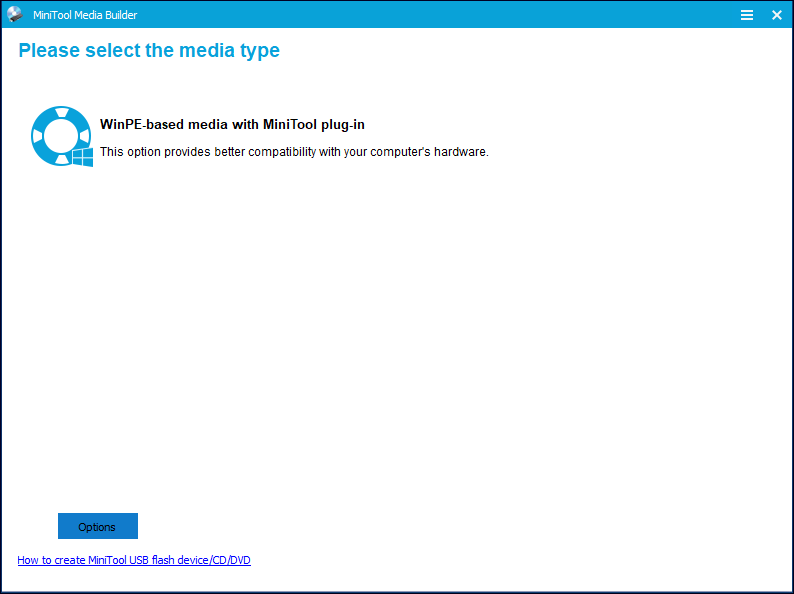 select a media type in the Partition Wizard