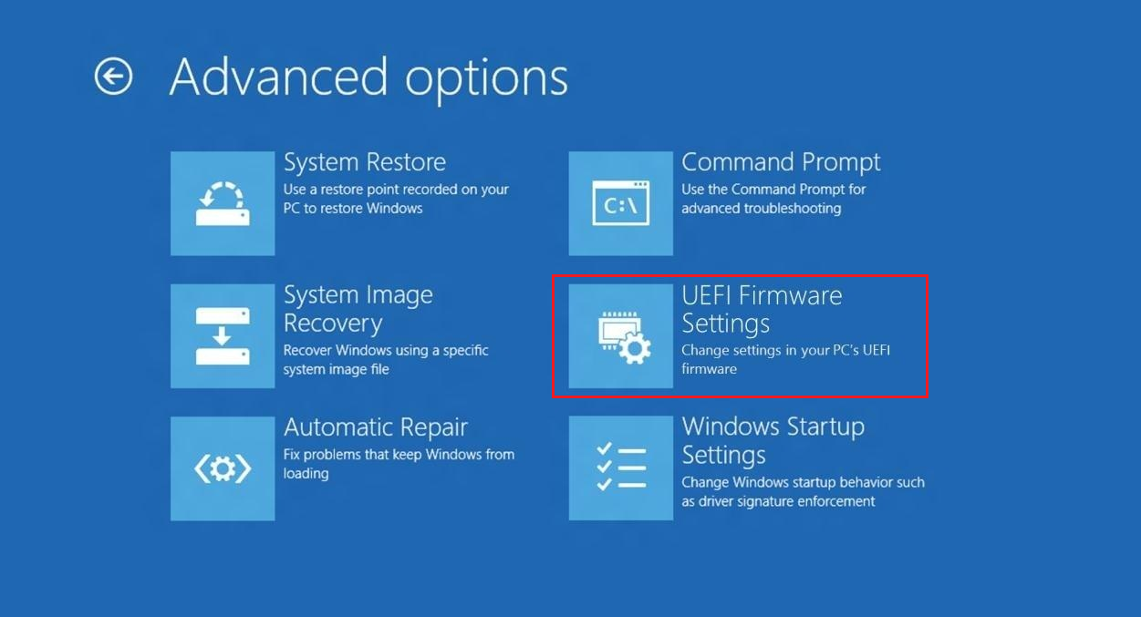 choose UEFI Firmware Settings