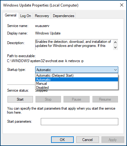 set Startup type as Automatic