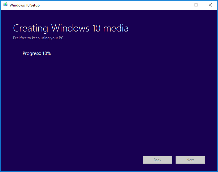 Creating the USB drive with the Windows 10 installation