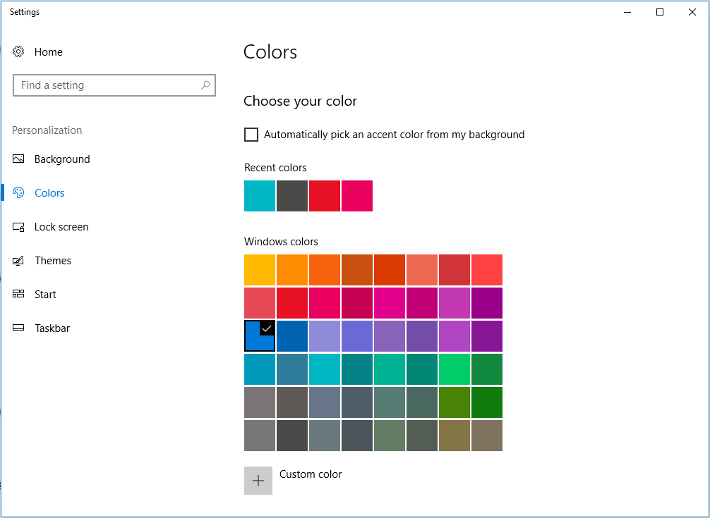 choose your color for Windows 10
