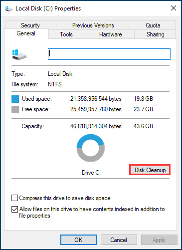 click Disk cleanup