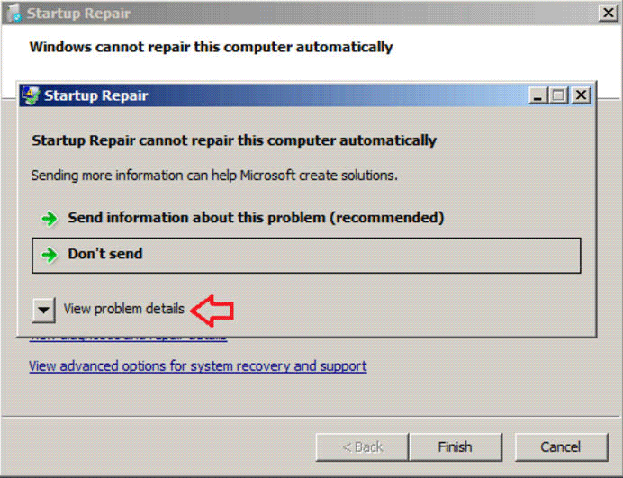 Startup Repair cannot repair this computer