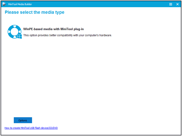 select a media type in the Partition Wizard